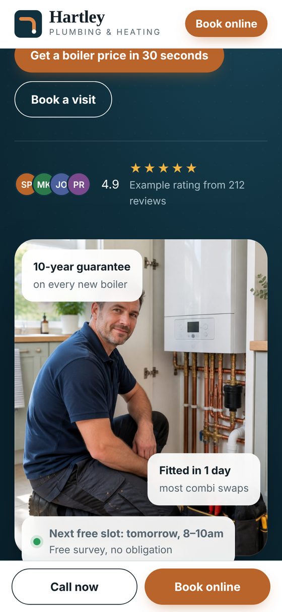 The same site on a phone